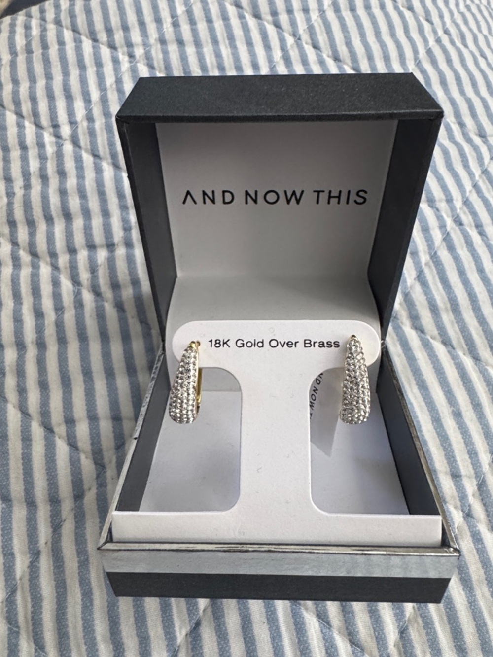 And Now This Gold and Crystal Pavé Huggie Earrings — Sparkling Gold